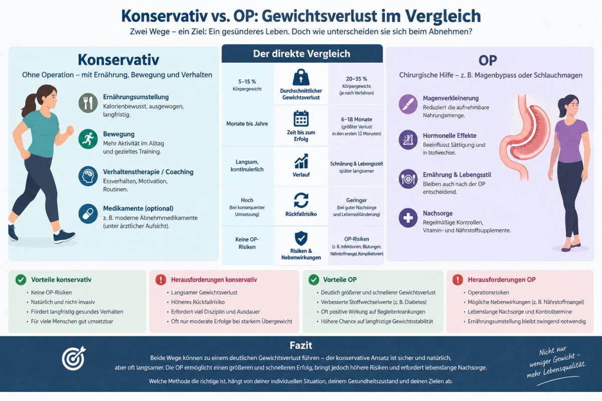 Konservativ vs. OP: Gewichtsverlust im Vergleich